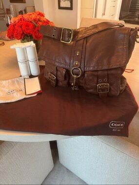 Coach Brown Leather Messenger Bag with Brass Hardware. Vintage Rare Legacy 2006